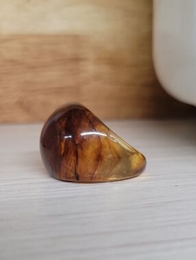Amber Swirl Dome Ring, Size 7